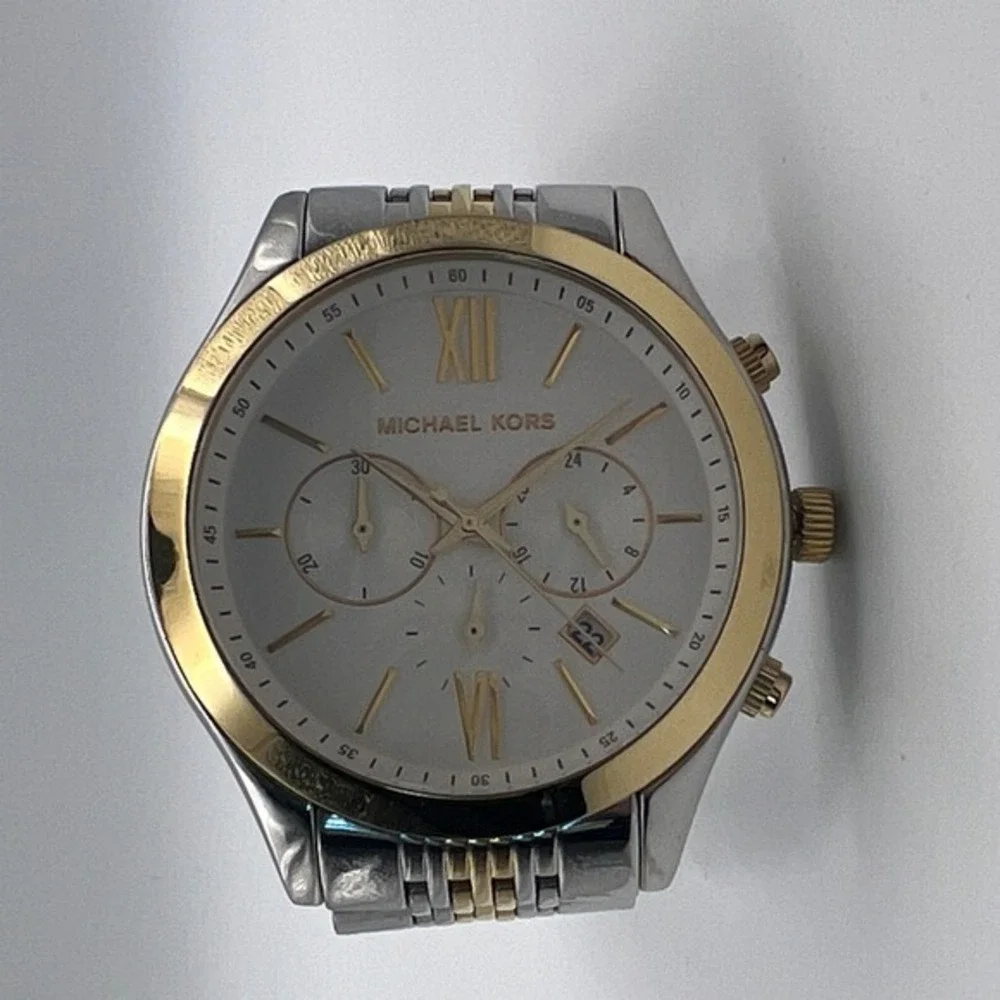 Michael Kors MK-8306 Lexington Two‎ Tone Chronograph Silver Gold Mens Watch